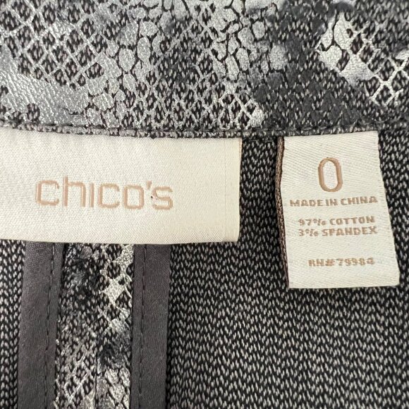Chicos Womens Python Print Jacket Metallic Gray Button Front size Small - Picture 11 of 13